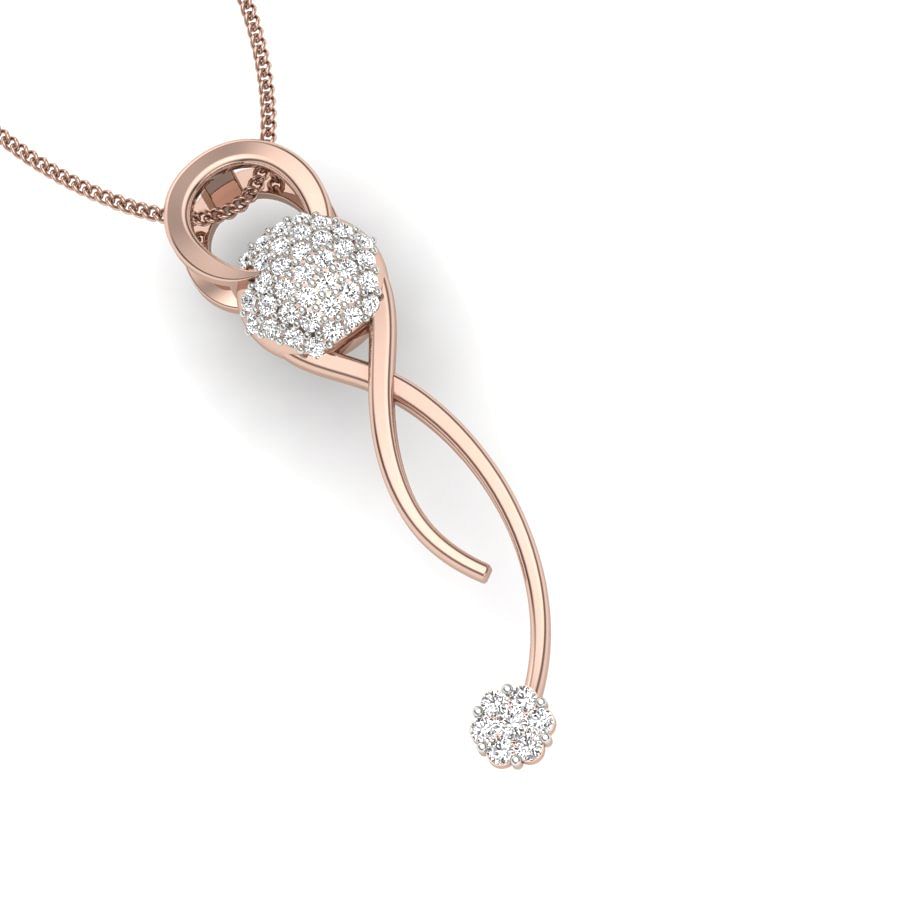 Modern Design Long Knot Diamond Pendant With Rose Gold