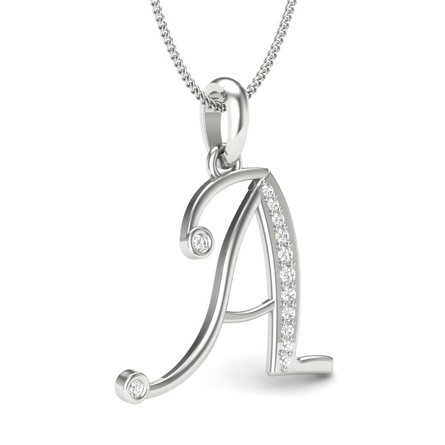 A alphabet letter diamond pendant in white gold