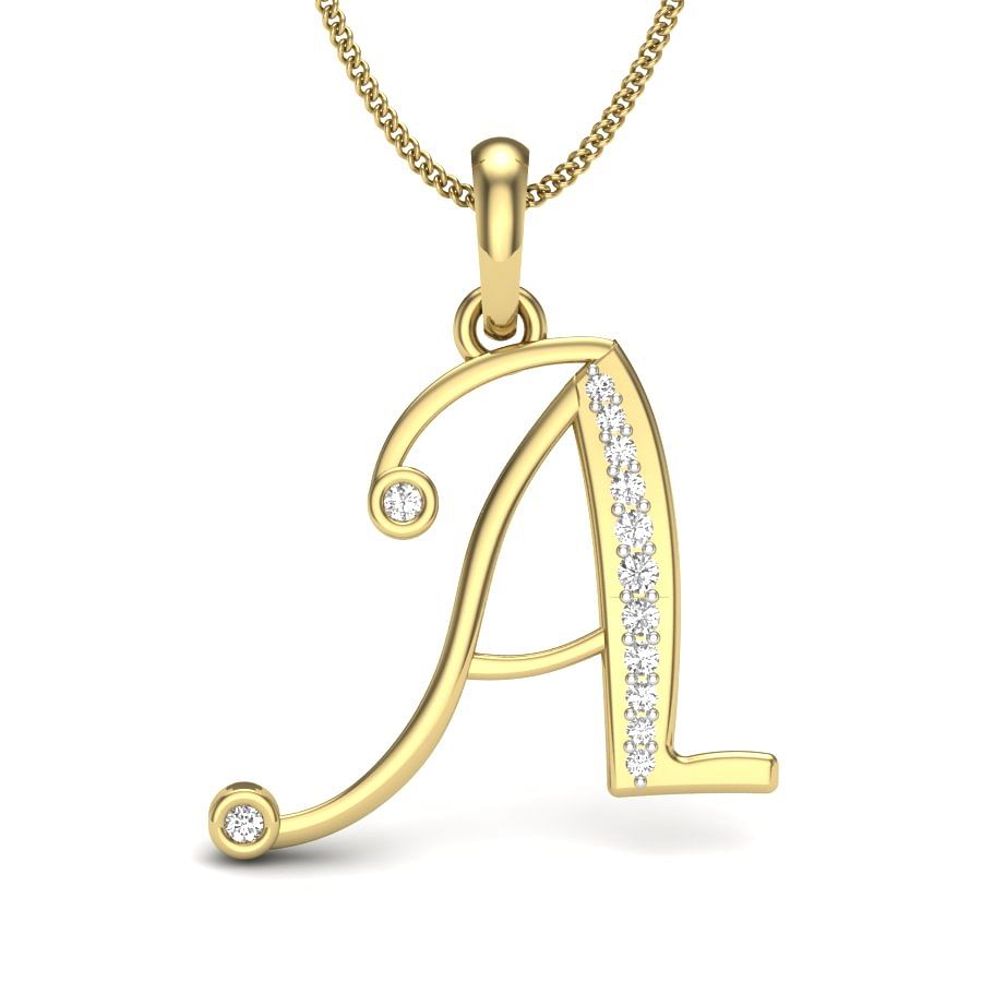 A alphabet letter diamond pendant in yellow gold