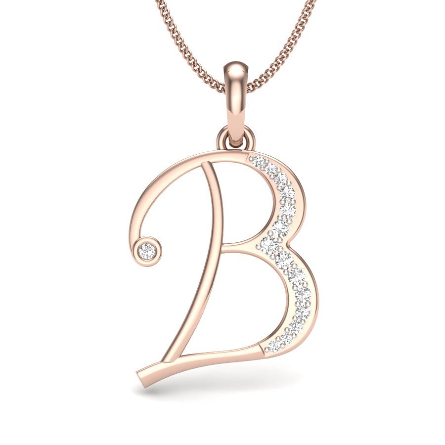 B Alphabet Diamond Pendant In Rose Gold