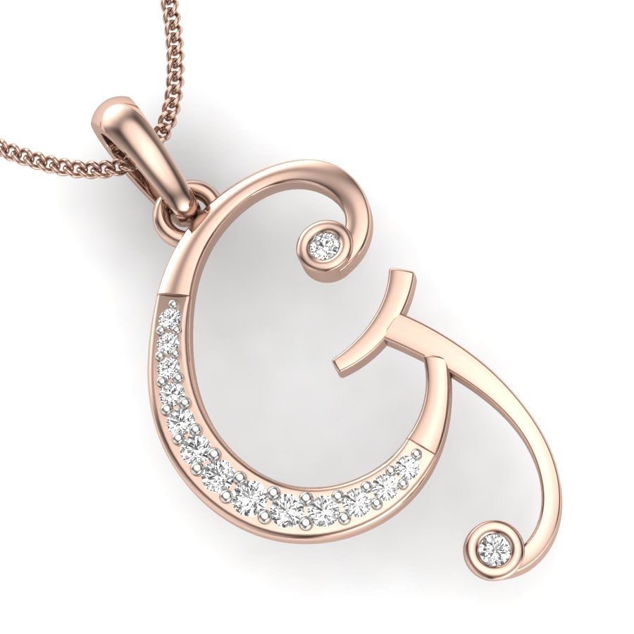G alphabet diamond pendant with rose gold