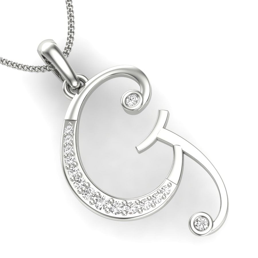 G alphabet diamond pendant with white gold