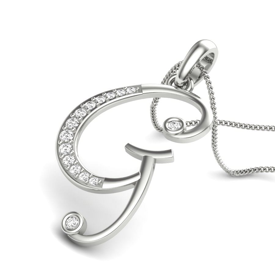 G alphabet diamond pendant with white gold