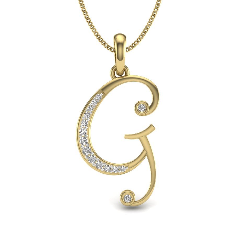 G alphabet diamond pendant with yellow gold
