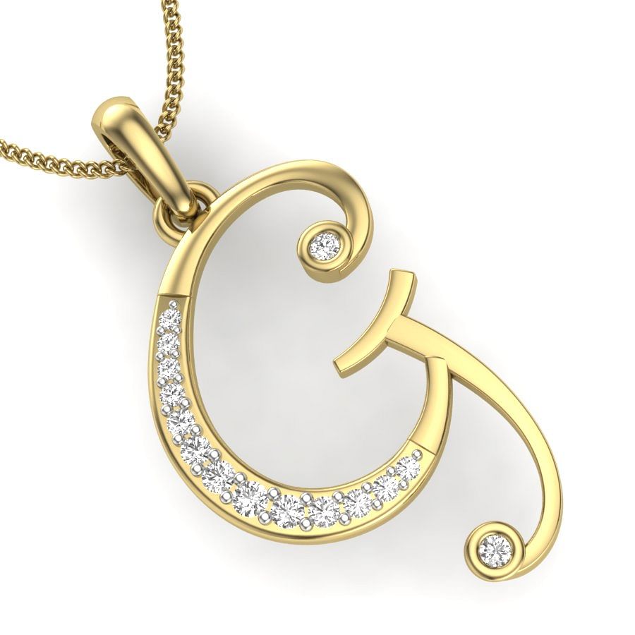 G alphabet diamond pendant with yellow gold
