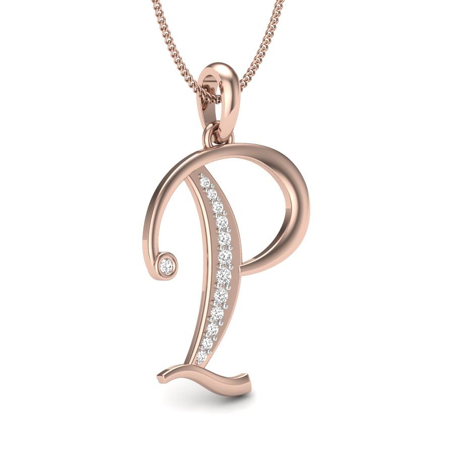 P alphabet diamond pendant with rose gold