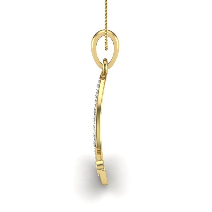 Q alphabet letter diamond pendant with yellow gold