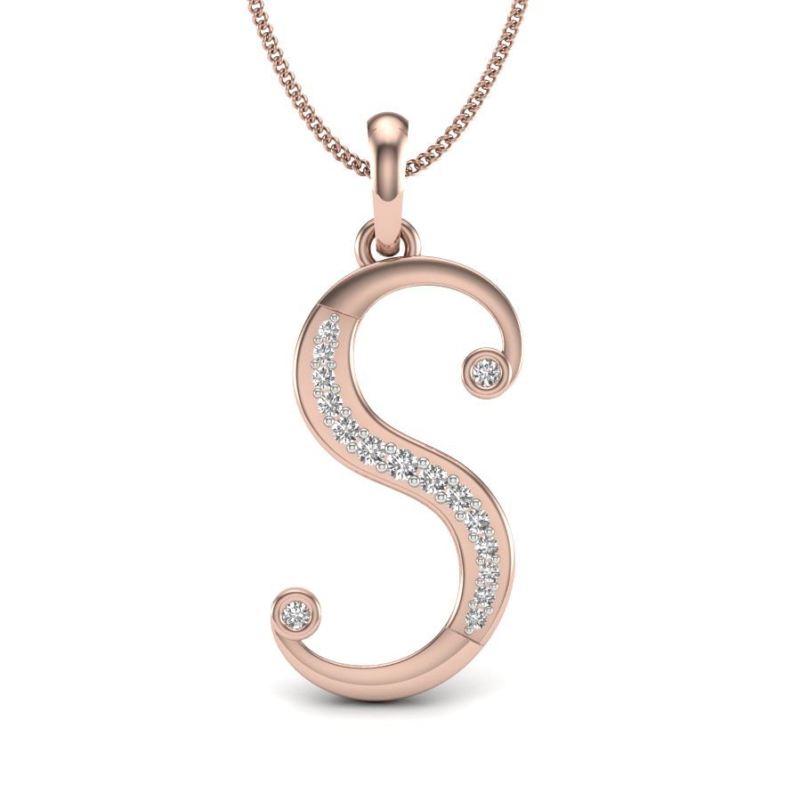 S alphabet diamond pendant with rose gold