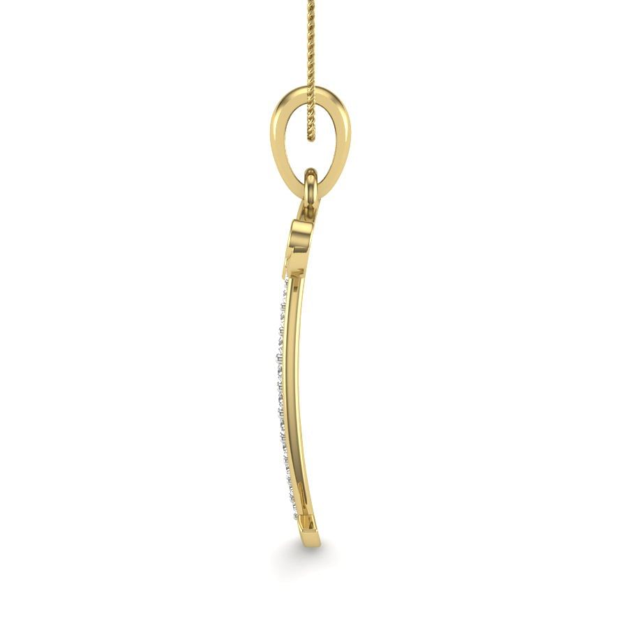T alphabet diamond pendant with yellow gold