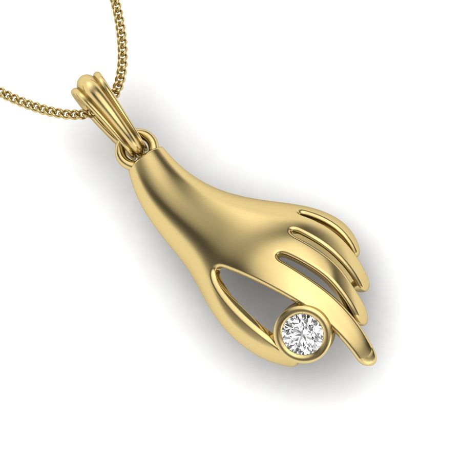 Modern Style Design Ishani Diamond Pendant with yellow gold