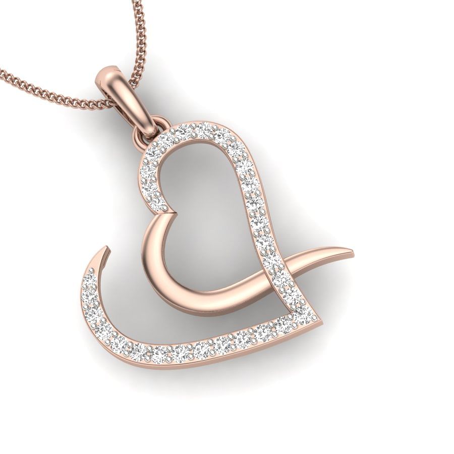 Heart shape daily wear diamond pendant with rose gold