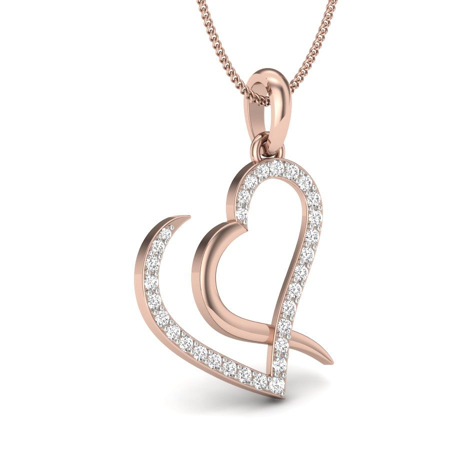 Heart shape daily wear diamond pendant with rose gold