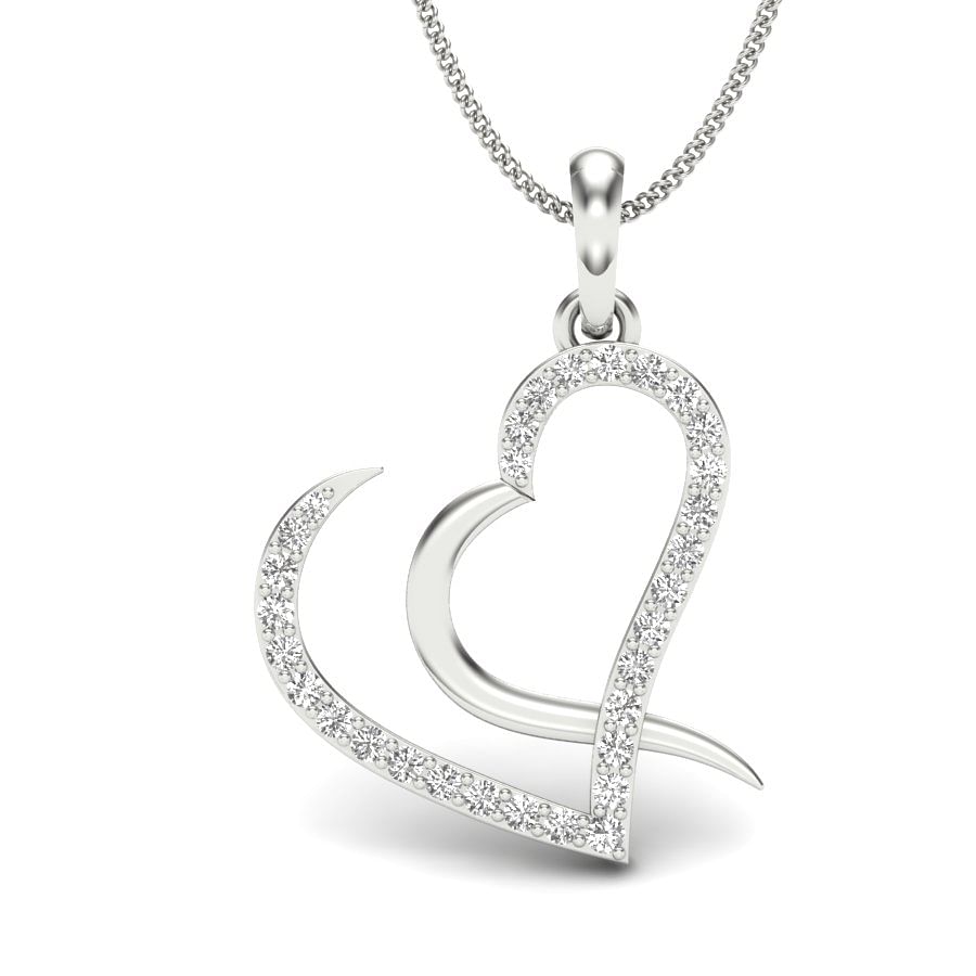 Heart shape daily wear diamond pendant with white gold