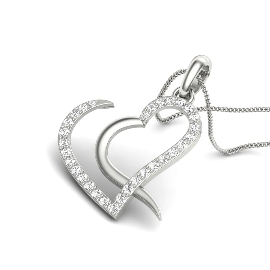 Heart shape daily wear diamond pendant with white gold