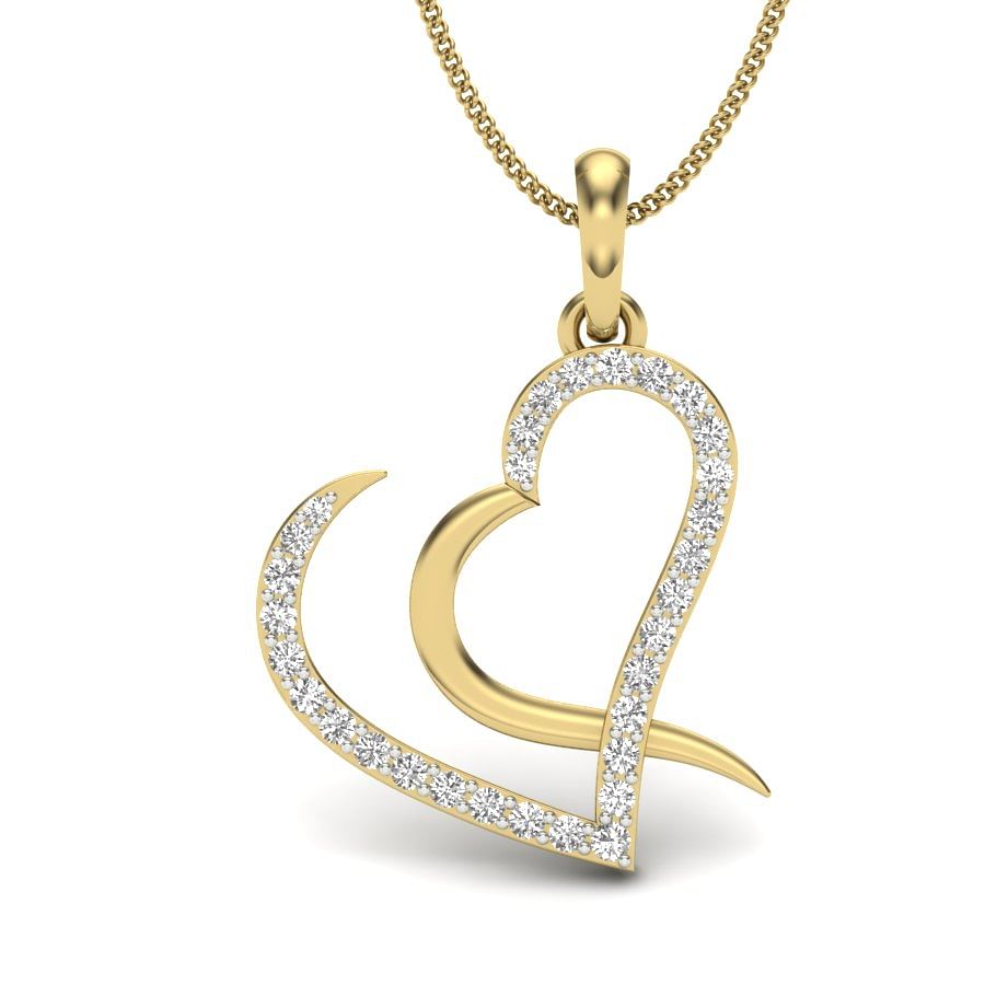Heart shape daily wear diamond pendant with yellow gold