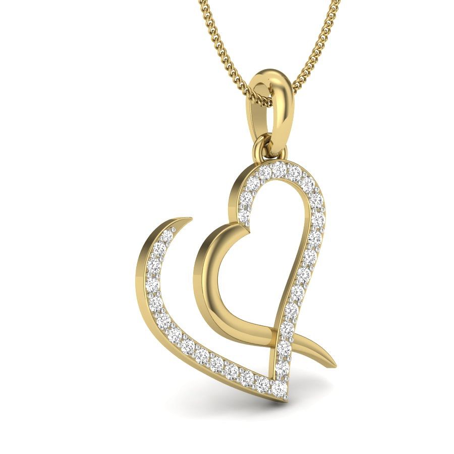 Heart shape daily wear diamond pendant with yellow gold