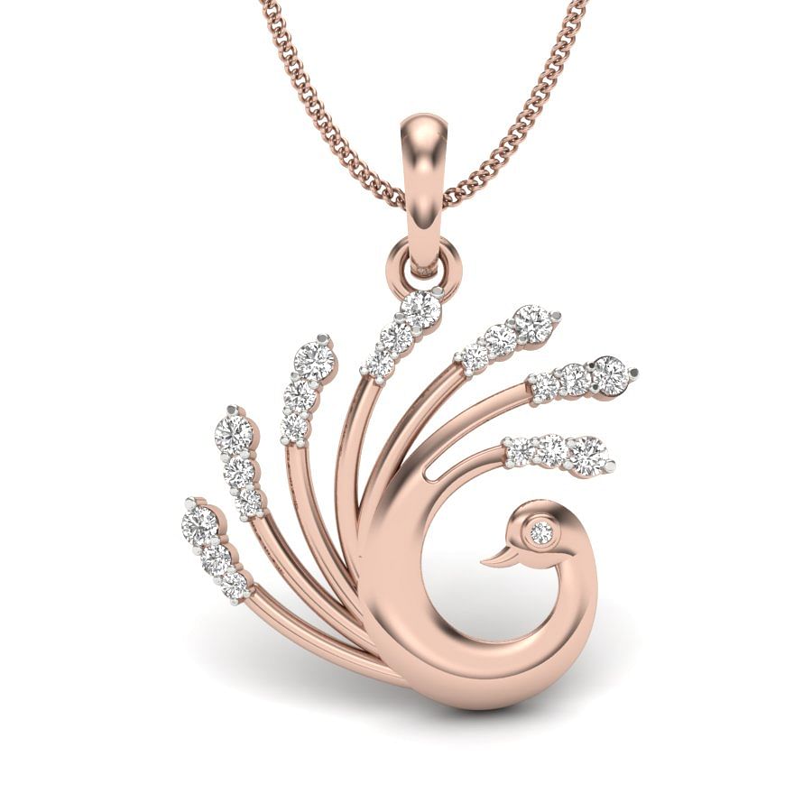 Peacock Design Diamond Pendant with rose gold