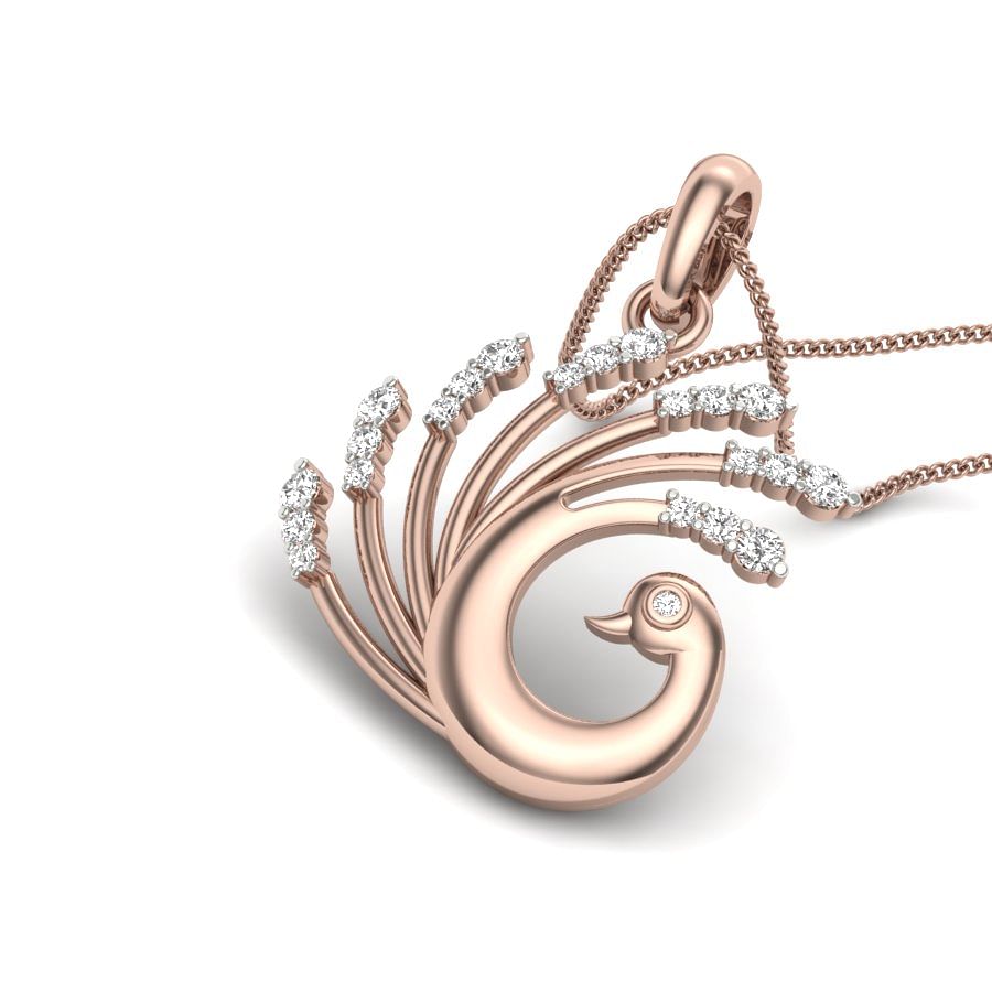 Peacock Design Diamond Pendant with rose gold