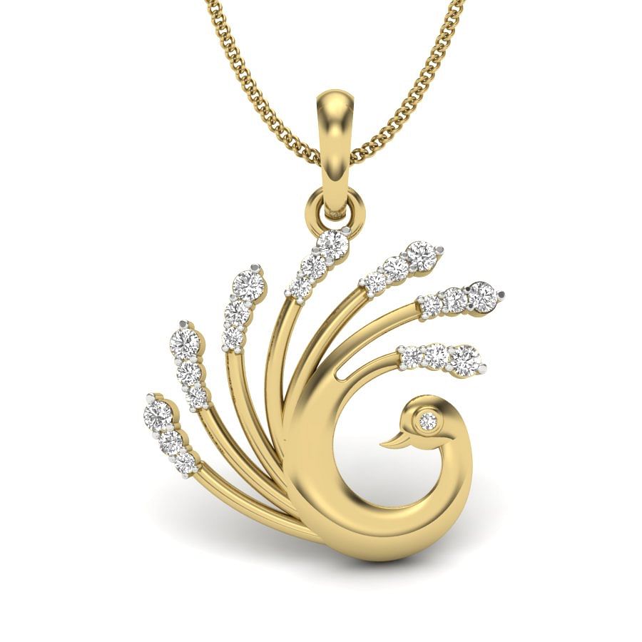 Peacock Design Diamond Pendant with rose goldPeacock Design Diamond Pendant with yellow gold