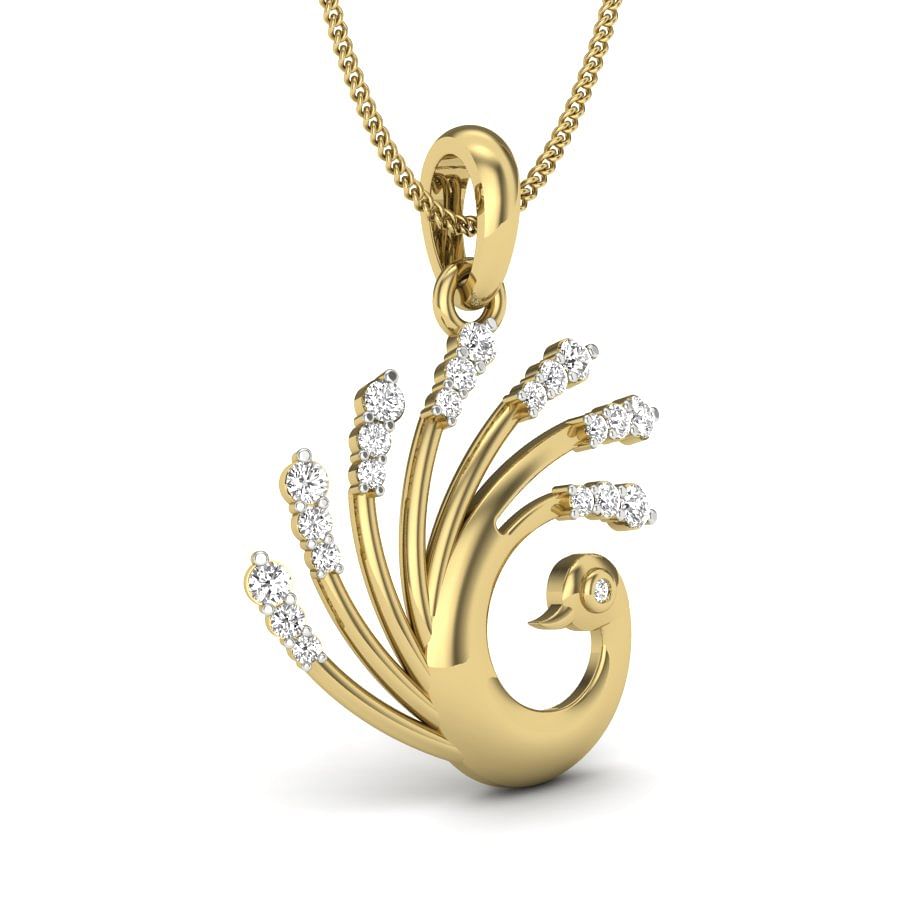Peacock Design Diamond Pendant with rose goldPeacock Design Diamond Pendant with yellow gold