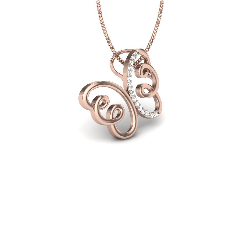 Butterfly design rose gold diamond pendant