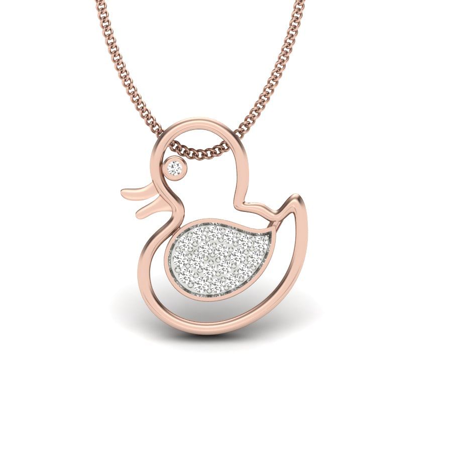 Duck Design Kids Diamond Pendant With Rose Gold