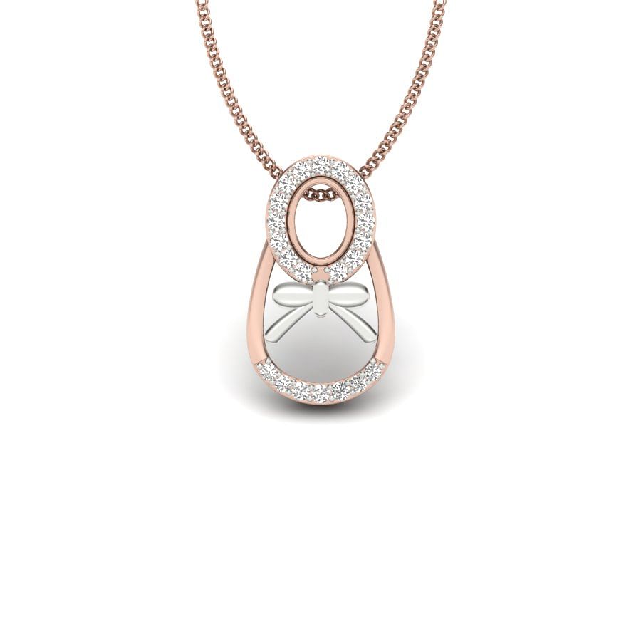 Floral Design Diamond Pendant With Rose Gold