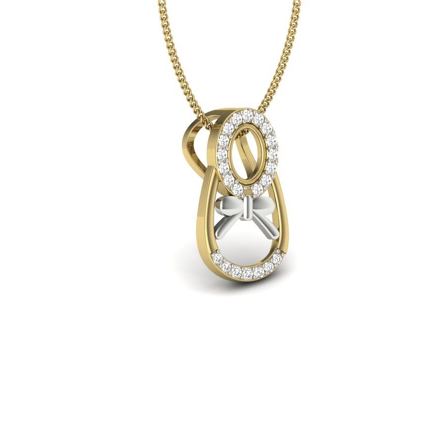 Floral Design Diamond Pendant With Yellow Gold