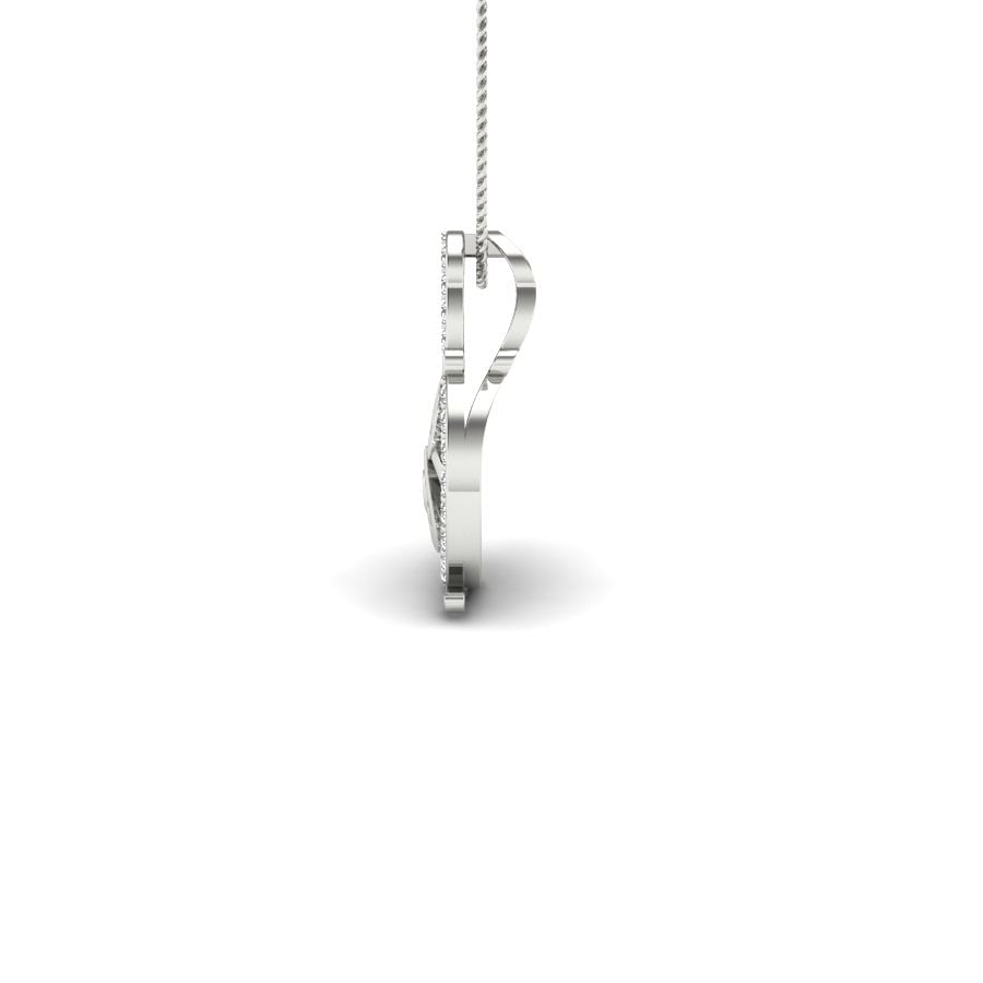 The Cute Cat Diamond Pendant With White Gold For Women