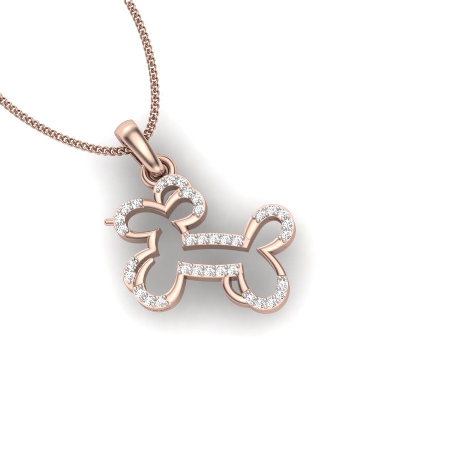 dog diamond pendant with rose gold