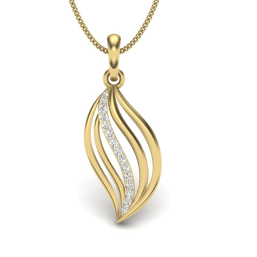 Daily Wear Modern Design Diamond Pendant With Yellow Gold