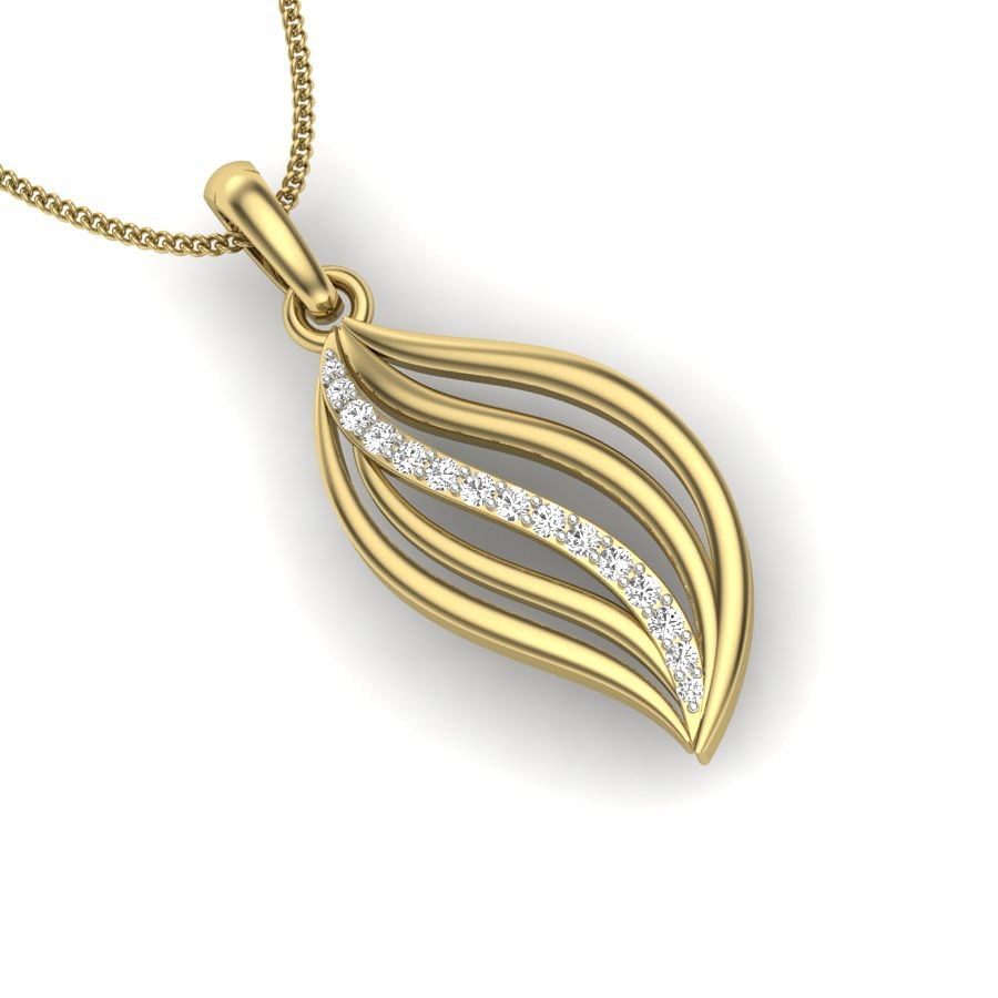 Daily Wear Modern Design Diamond Pendant With Yellow Gold