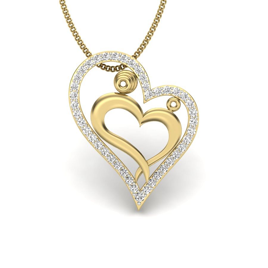 Heart Shape Diamond Pendant With Yellow Gold