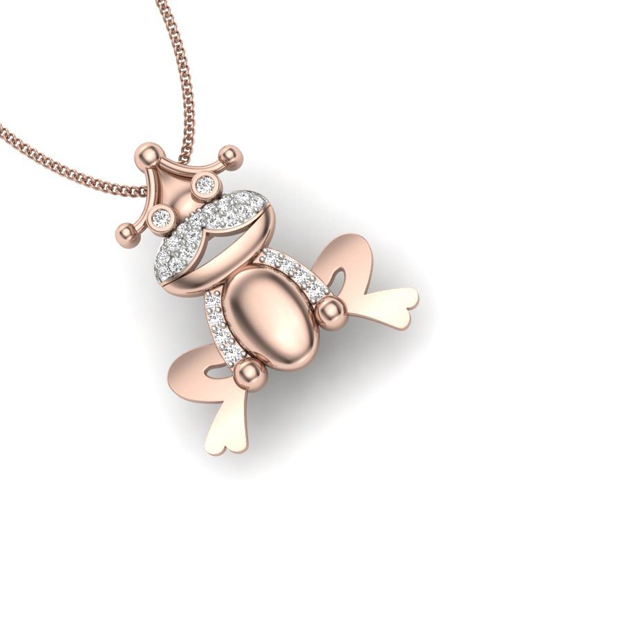 rose gold diamond frog pendant | 14k gold frog pendant