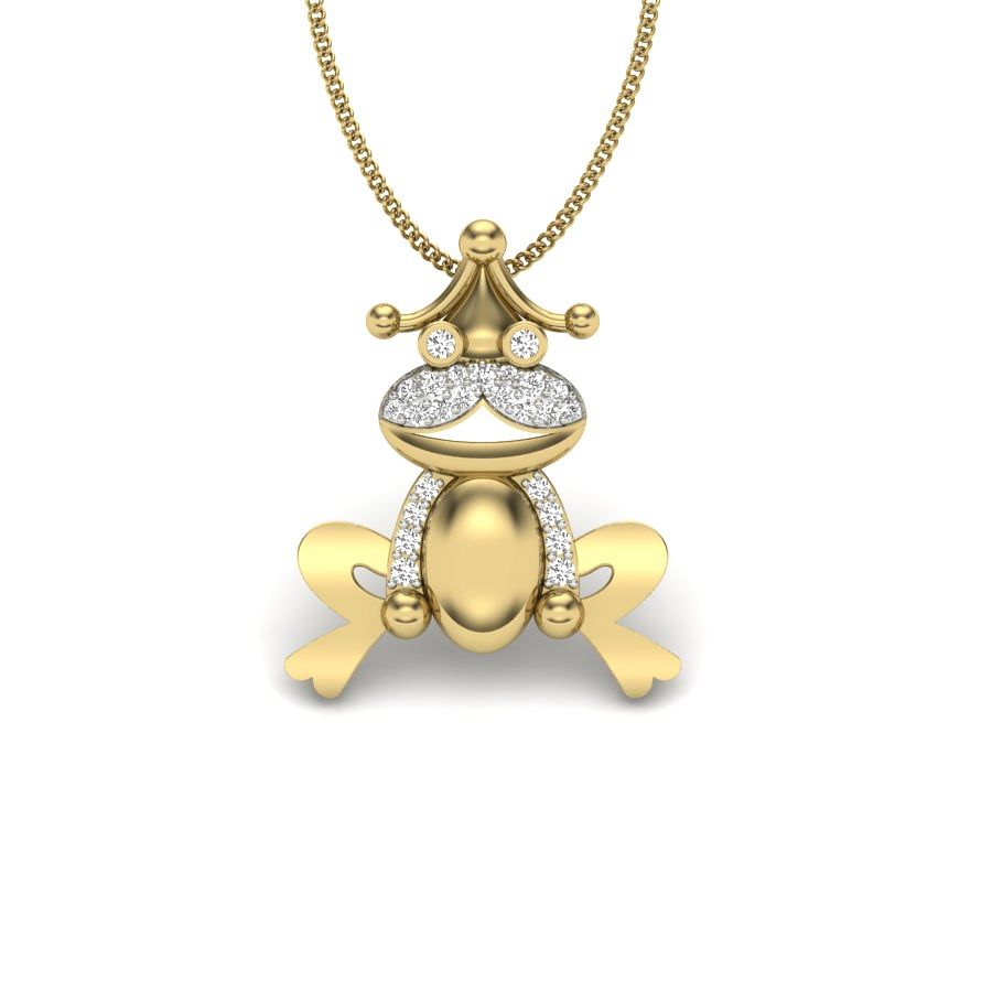 yellow gold diamond frog pendant | 14k gold frog pendant