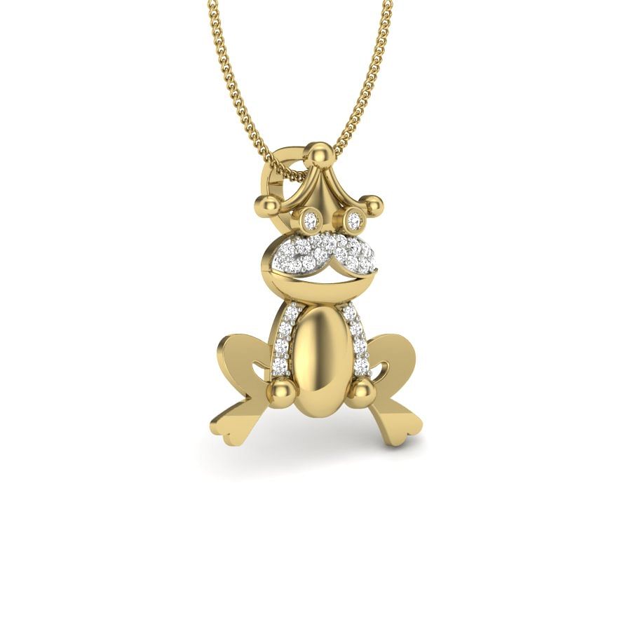 yellow gold diamond frog pendant | 14k gold frog pendant