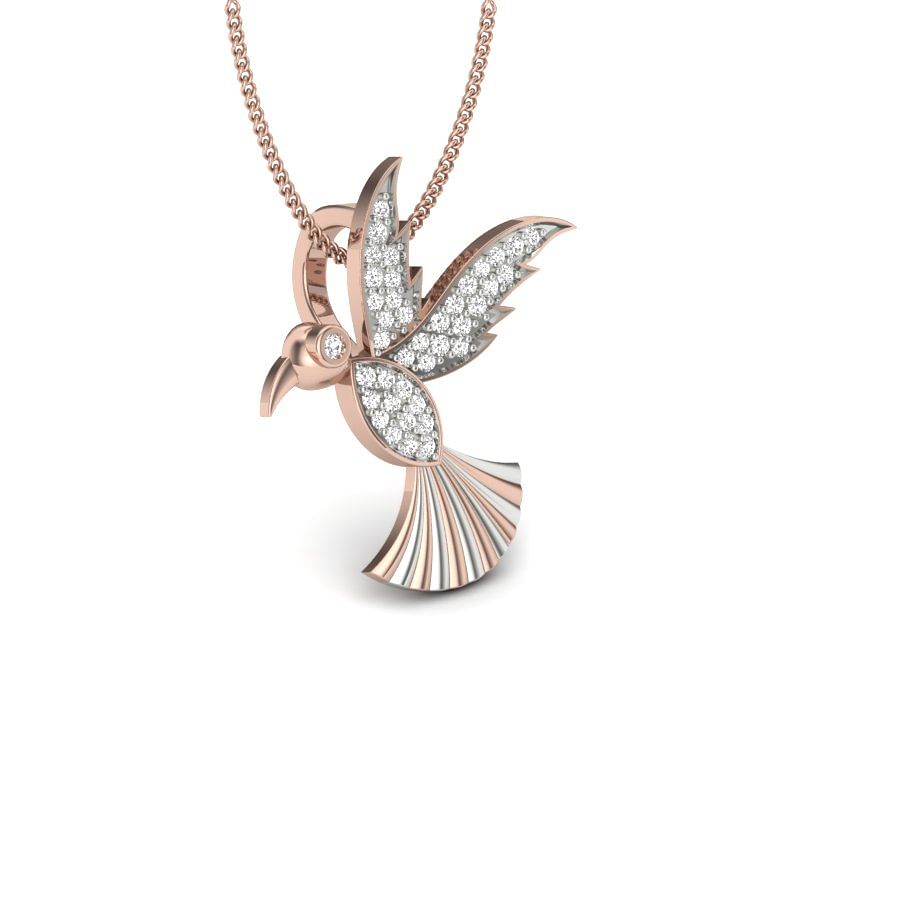 rose gold bird pendant with diamond
