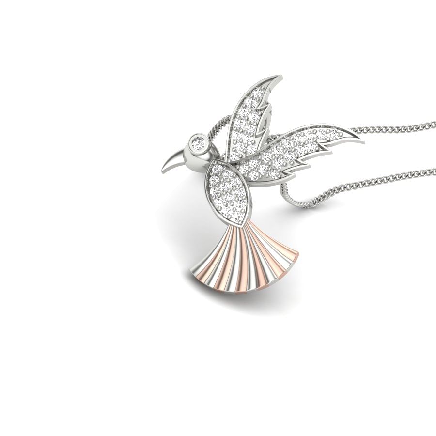 white gold bird pendant with diamond