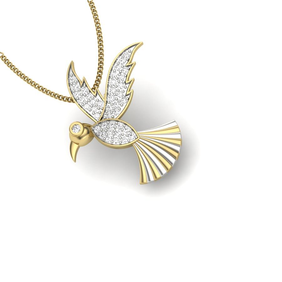 yellow gold bird pendant with diamond