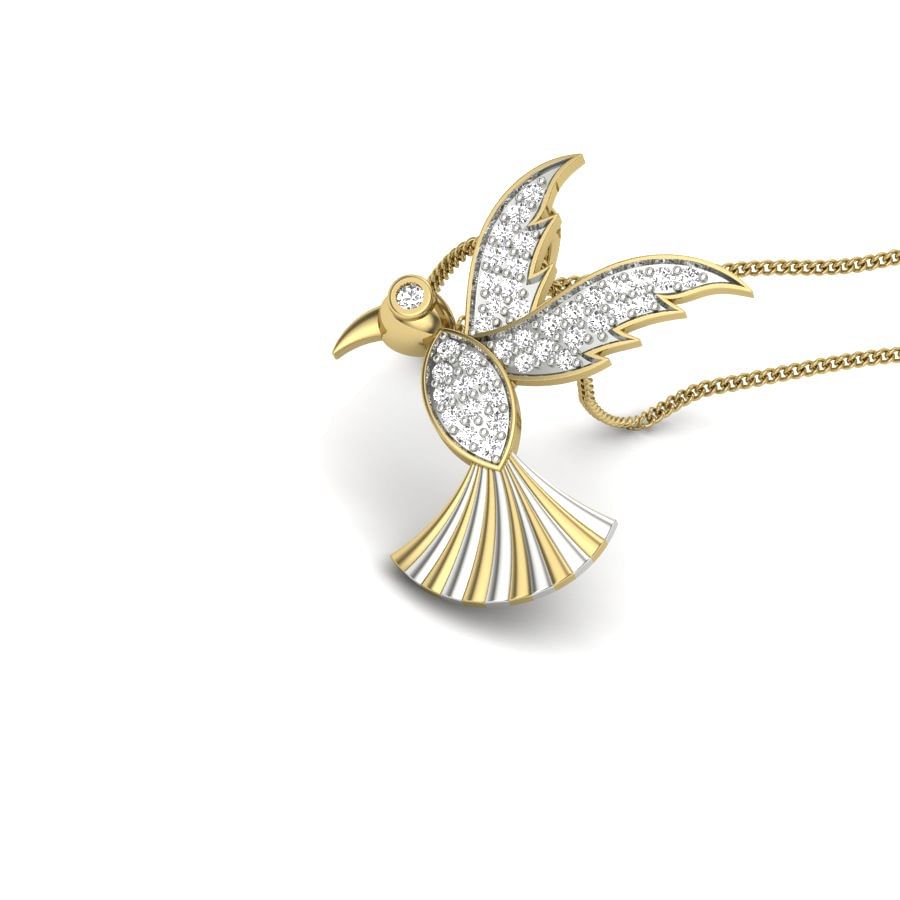 yellow gold bird pendant with diamond