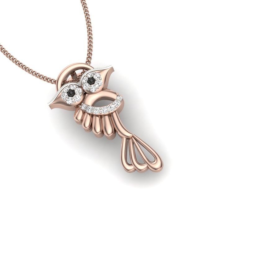parrot diamond pendant with rose gold