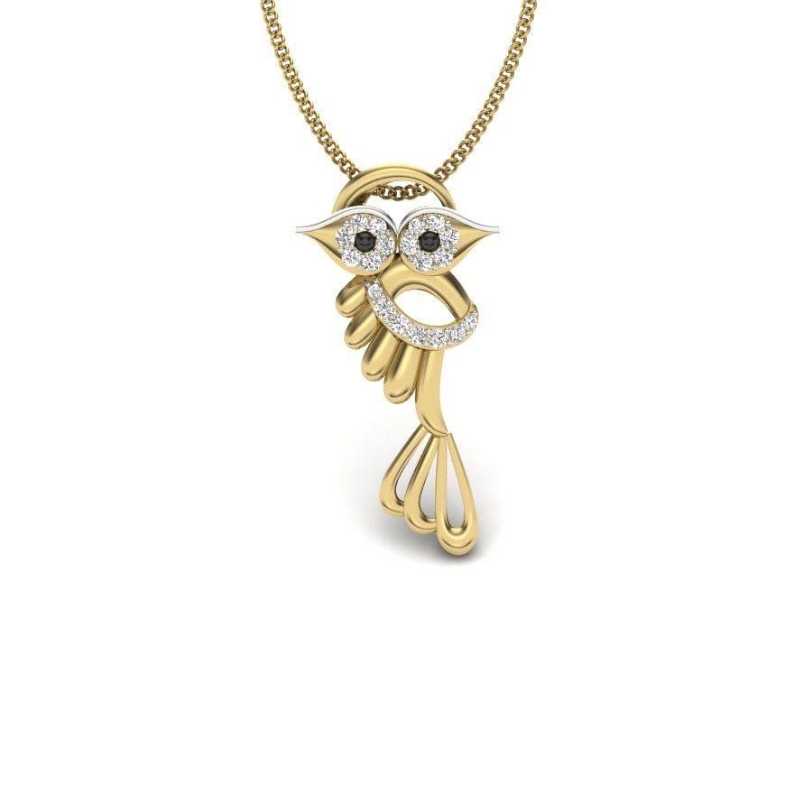 parrot diamond pendant with yellow gold