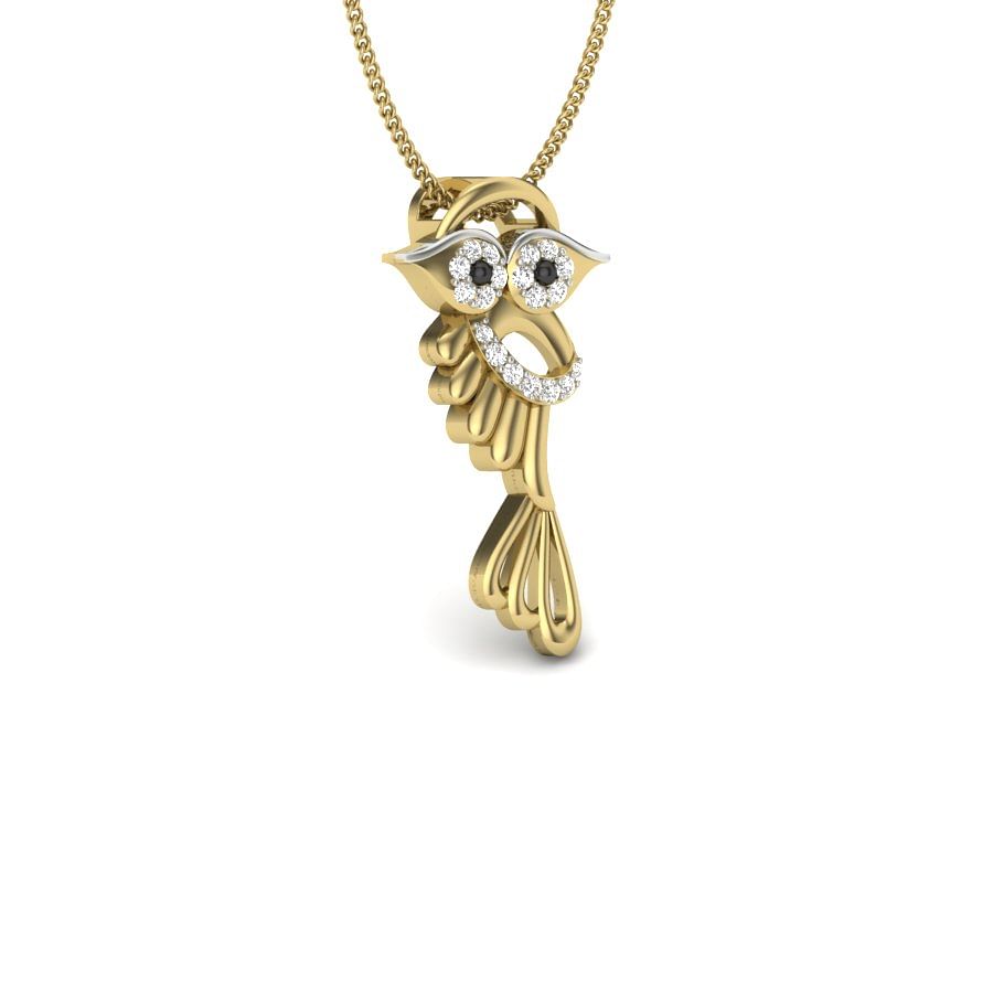 parrot diamond pendant with yellow gold