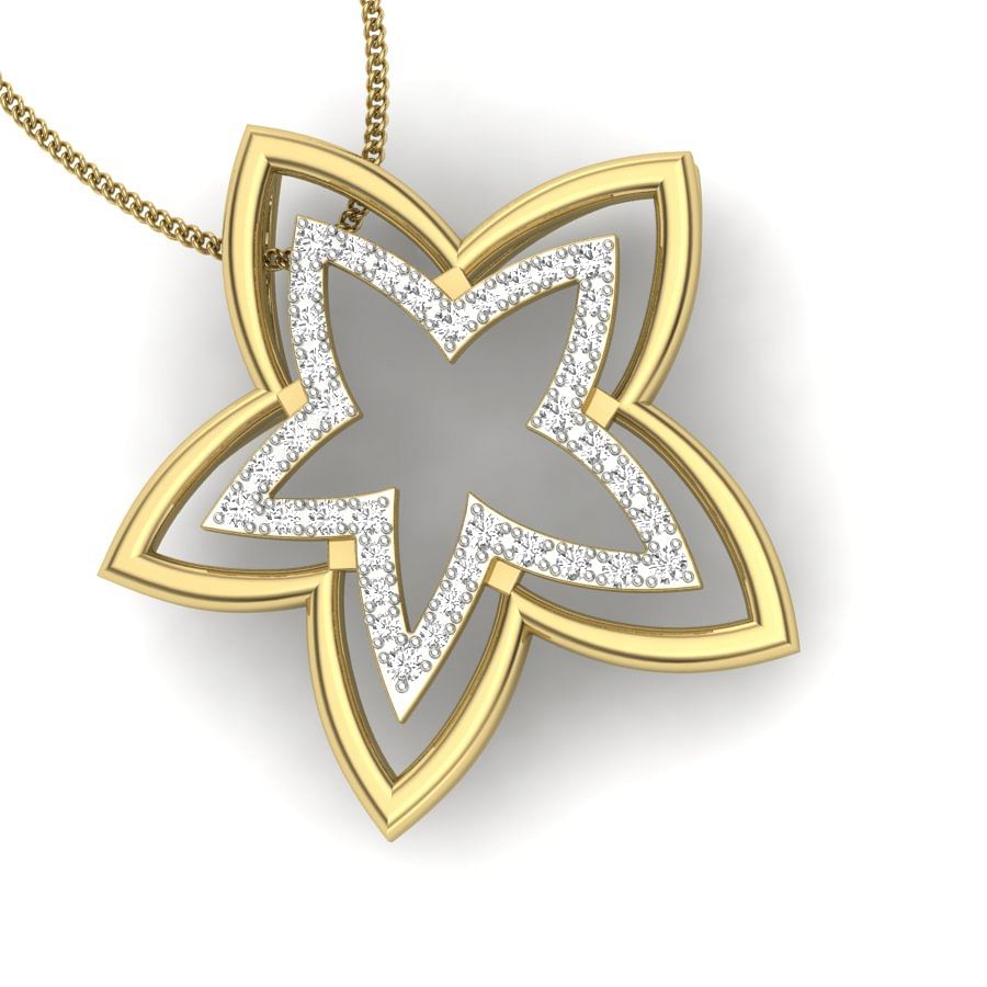diamond star pendant with yellow gold