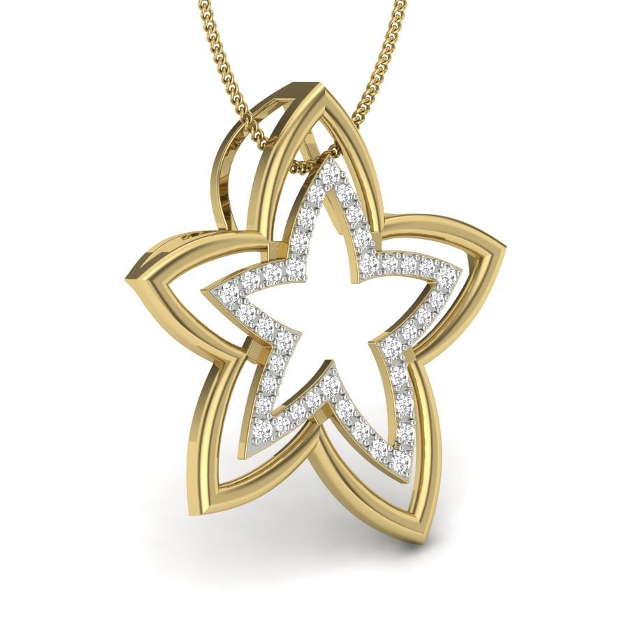 diamond star pendant with yellow gold