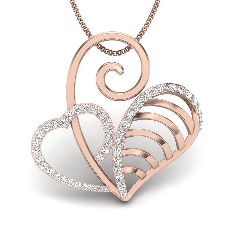 Modern Design Heart Shape Diamond Pendant with rose gold