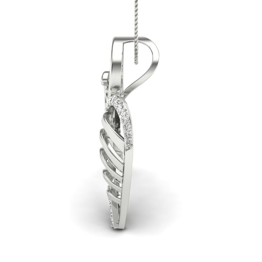Modern Design Heart Shape Diamond Pendant with white gold