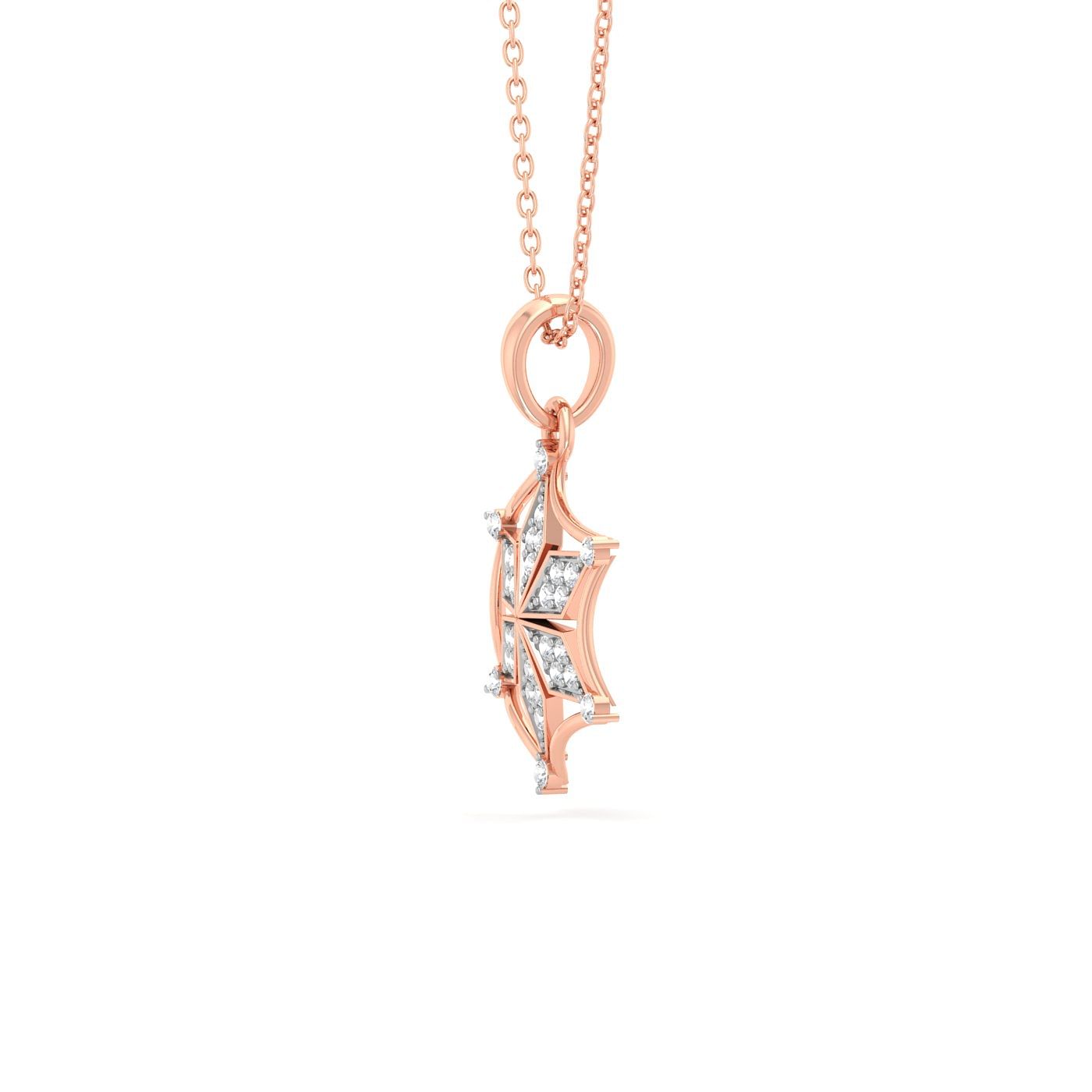 Rose Gold Frame Petals Diamond Pendant For Gift