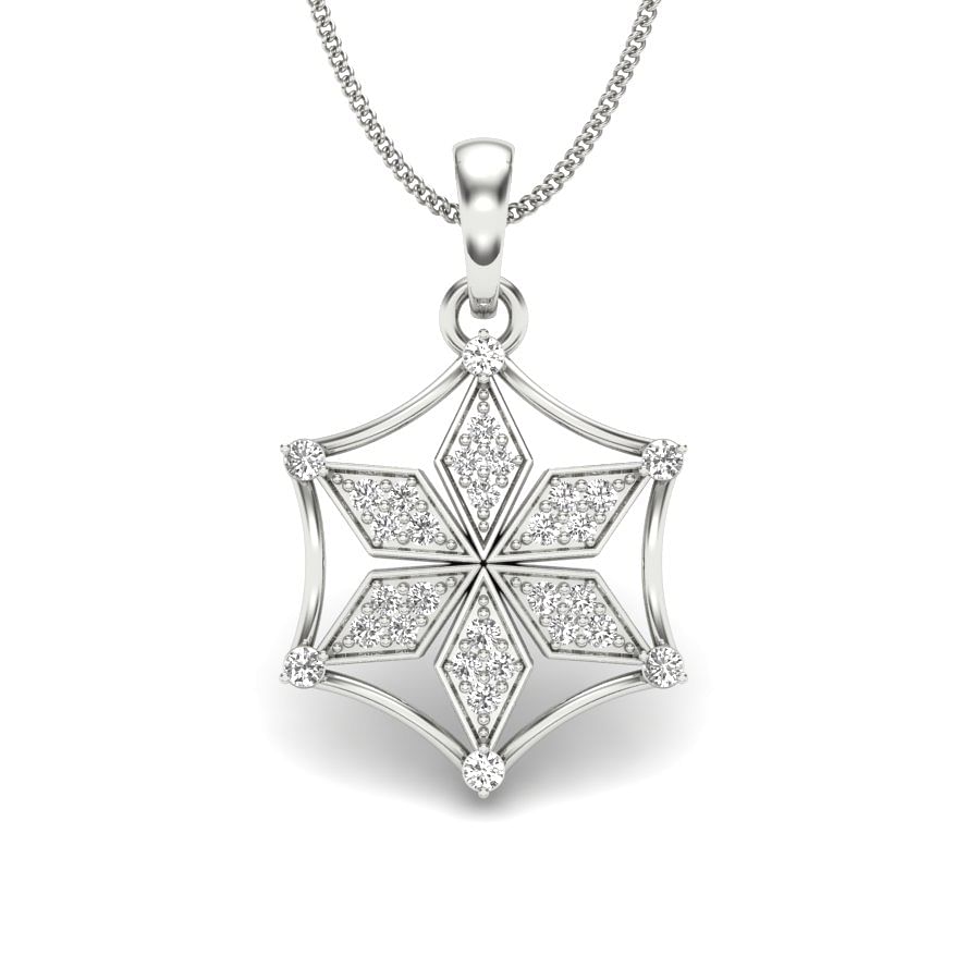 White Gold Frame Petals Diamond Pendant For Gift