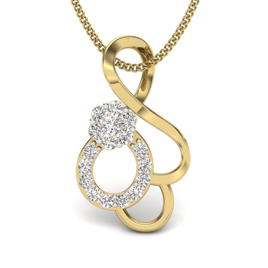 Infinity Swirl Diamond Pendant With Yellow Gold